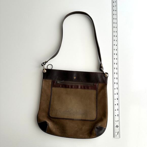 Jerome Leplat VTG Leather Suede Patina Shoulder Tote Messenger Bag - Picture 8 of 9
